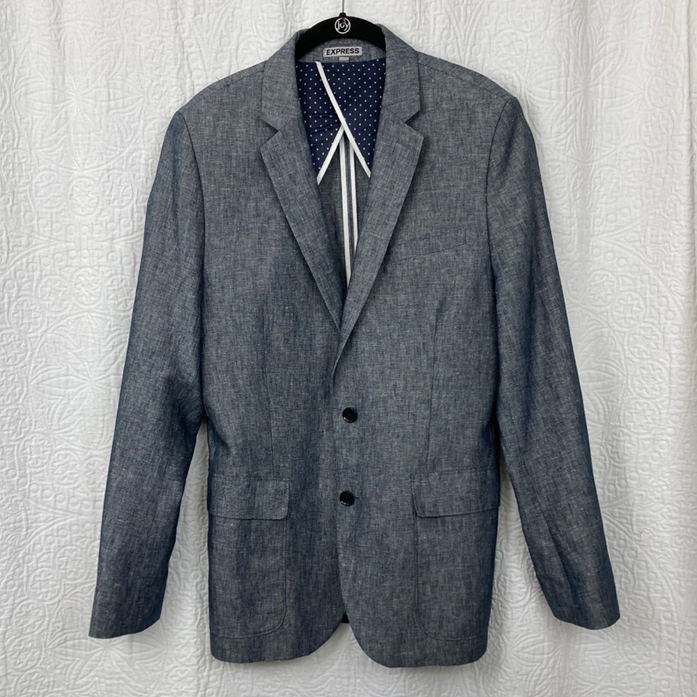 Express Men’s Photographer Fitted Lightweight Linen Blend Blazer sz 40 Reg.